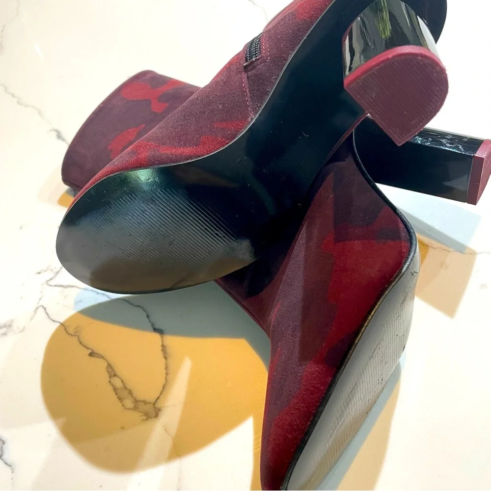 SOLD 🌸3 for $30 NWOT TOPSHOP Velvet Ankle Boots- Size 38 Camo  trendy Heel - Picture 12 of 15